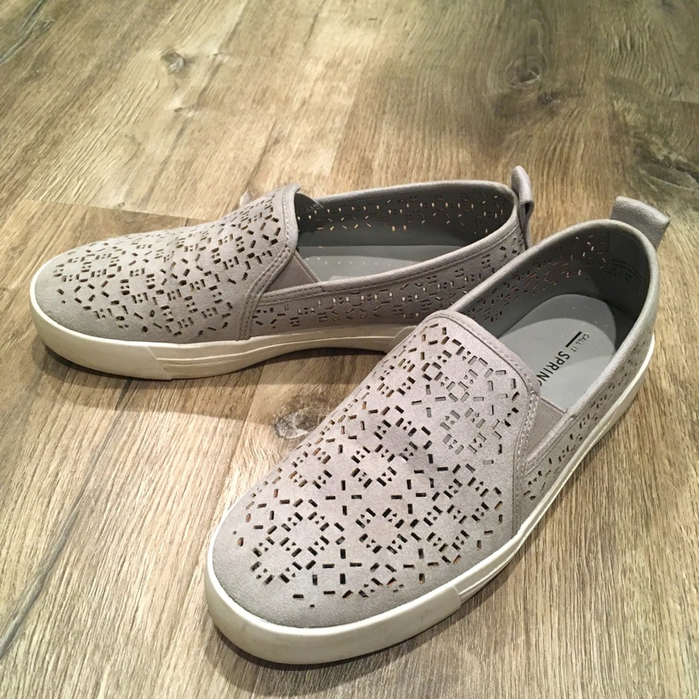Call it Spring grey slip on sneakers, size 6.5
